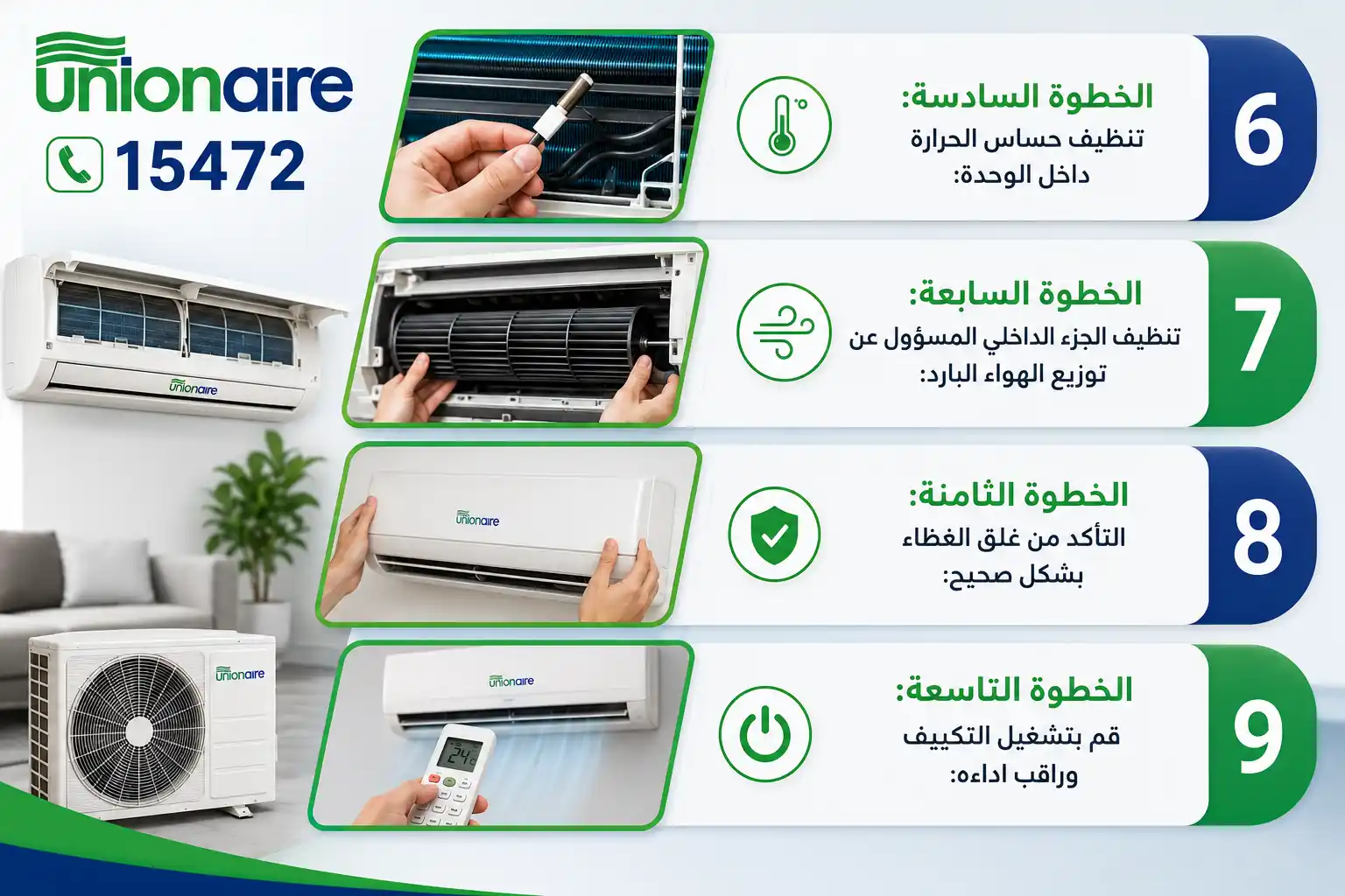 طرق الحفاظ علي كفاءة تكييف يونيون اير